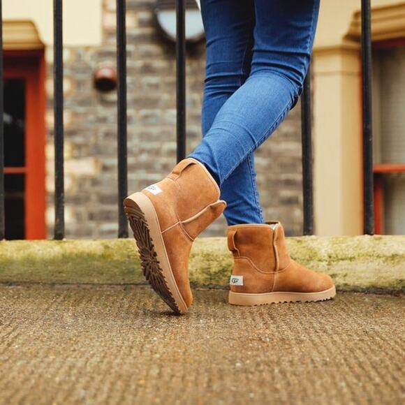 UGG Cory II Shearling Suede Booties Cognac Brown Ankle Boots size 7 - Picture 6 of 9
